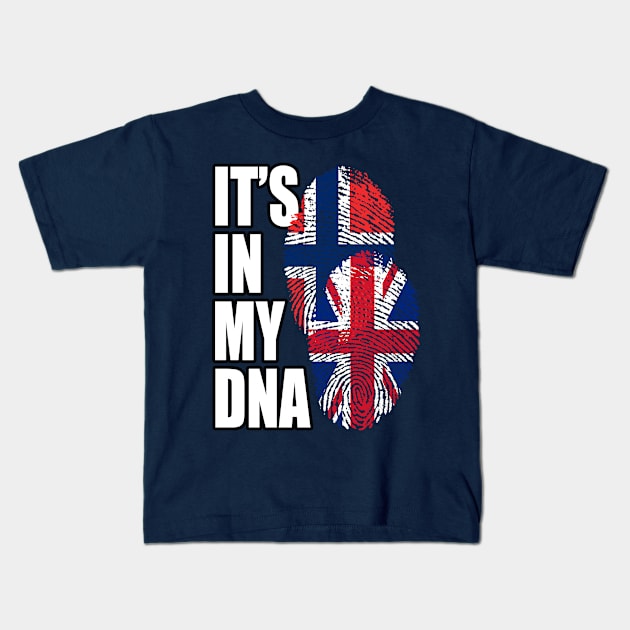 British And Norwegian Mix DNA Flag Heritage Gift Kids T-Shirt by Just Rep It!!